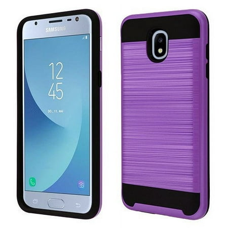Samsung Galaxy J3 2018, J337, J3 V 3rd Gen, J3 Star, J3 Achieve, Express Prime 3 - Phone Case Shockproof Hybrid Rubber Rugged Case Cover Brushed Purple
