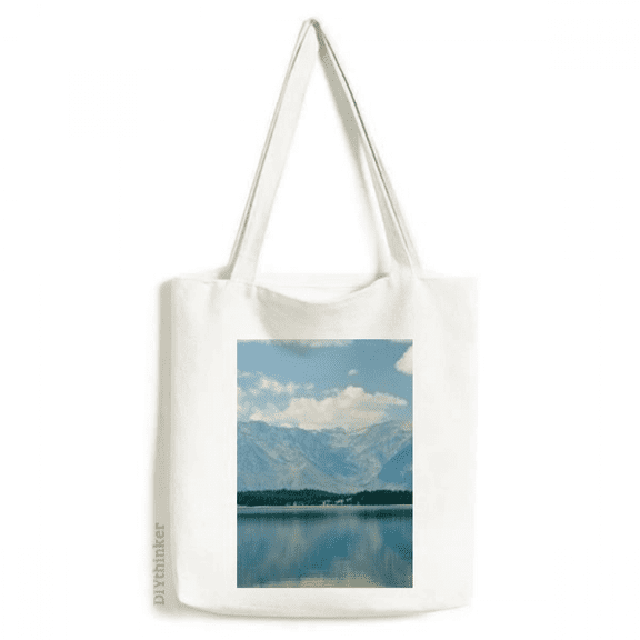 Mountain River Forest Reflection Sky Cloud Tote Canvas Bag Shopping Satchel Casual Handbag