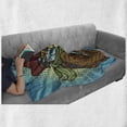 thumbnail image 6 of Blue Soft Flannel Fleece Throw Blanket, Steampunk and Western Style Robot Cowboy Makes OK Gesture Illustration, Cozy Plush for Indoor and Outdoor Use, 60" x 80", Petrol Blue and Brown, by Ambesonne, 6 of 6