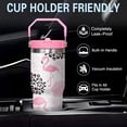 thumbnail image 5 of 30oz Insulated Flamingo Tumbler with Handle, Featuring a Leak-proof 2-in-1 Lid and Straw, a Vacuum-insulated Travel Coffee Mug, Portable Stainless Steel Water Bottle, Suitable for Both Women and Men, 5 of 6