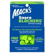 Macks Snore Blockers Soft Foam Earplugs, 12 Pair  32 dB High NRR, 37 dB SNR  Comfortable Ear Plugs for Sleeping, Snoring, Loud Noise and Travel