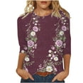thumbnail image 3 of VBTAPA 3/4 Length Sleeve Shirts for Women Fashion 2025 Boho Summer Blouses Casual Loose Crewneck Tee Tops Big Sales Today Multicolor XXL, 3 of 6