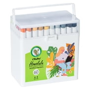 Ohuhu Unique 60 Colors Brush-and-Chisel Dual Tips Alcohol-Based Markers with 1 Colorless Blender for Coloring