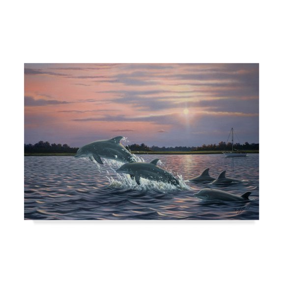 Trademark Fine Art 'Dolphins' Canvas Art by Wilhelm Goebel