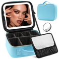 thumbnail image 1 of Bolsa organizadora de maquillaje Jadazror con espejo y azul claro, 1 of 6