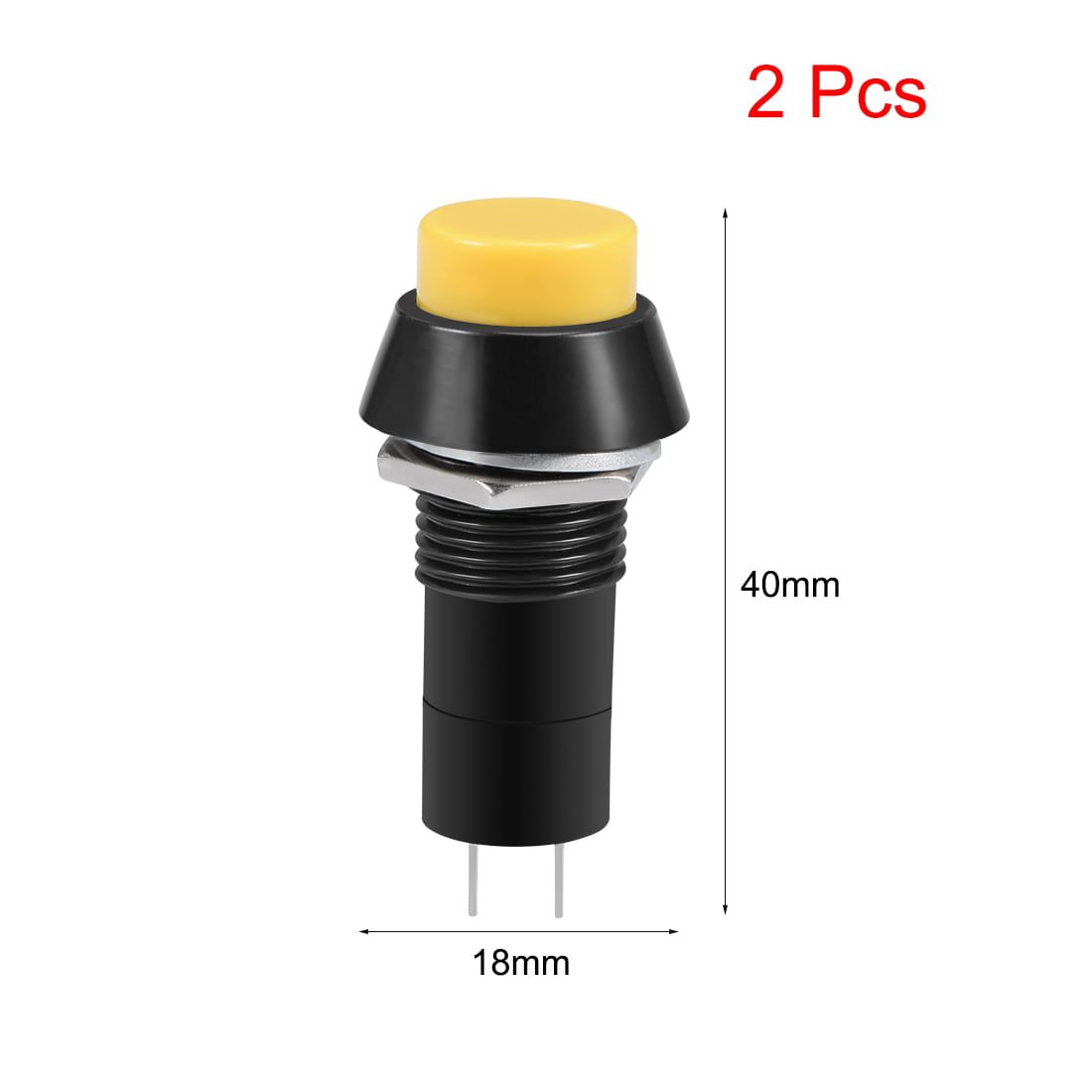 Momentary Push Button Round Switch SPST On Yellow Off 