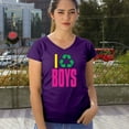 thumbnail image 4 of I Recycle Boys Puff Print Women's V-Neck T-shirt Funny Dating App Humor Single Independent Heart Breaker Relationship Tee, 4 of 7