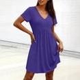 thumbnail image 5 of Antinious Women Solid V-Neck Short Sleeve Pocket Loose Casual Dress, 5 of 5