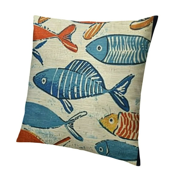 Fish Throw Pillow Covers Decorative Pillowcases Colorful Fish Pillow Case  Nautical Theme Square Cushion Covers for Sofa Bedroom Couch Home Outdoors