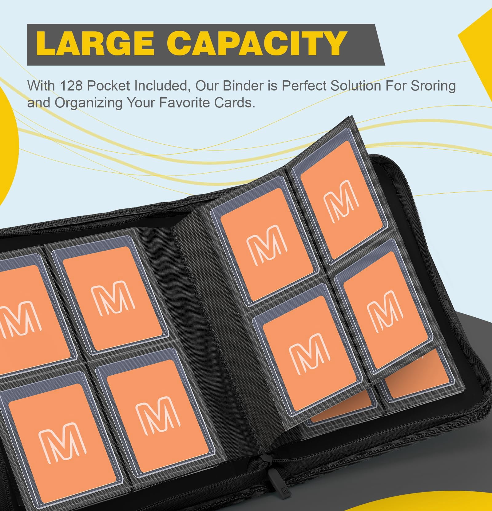 Toploader Binder 4-pocket Side Load Trading Card Album  Holds 128 Cards With Double-sided Pockets For Mtg Sports Top Loader Storage