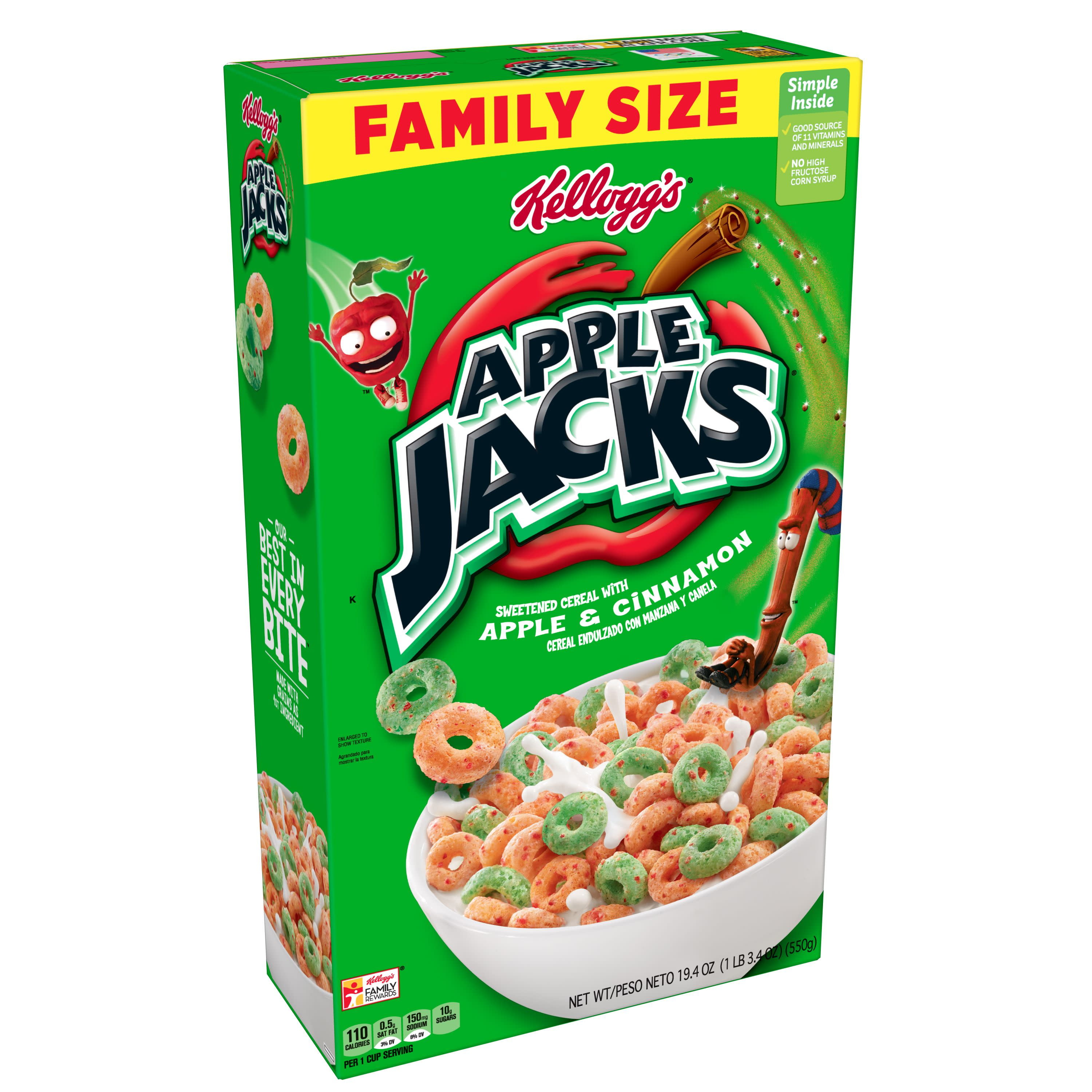 Kellogg's Apple Jacks Breakfast Cereal Original Family Size 19.4 oz