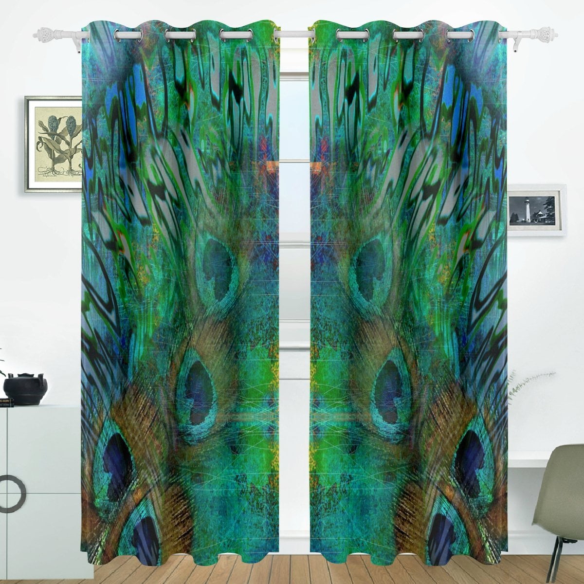 Dolphin Curtains Aqua Show Photography Window Drapes 2 Panel Set 108x84 Inches 