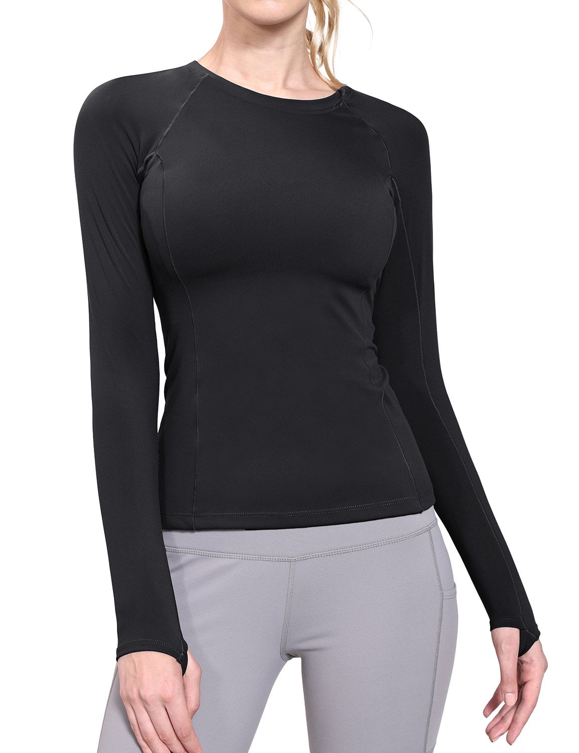 BALEAF Women's Long Sleeve Crop Top Slim Fit Workout Shirts for Running Gym Yoga 