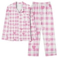 thumbnail image 6 of ZQUUVOU Matching Pajamas for Couples Valentine's Day Heart Printed Long Sleeved Lapel Set Casual Pants Pajama Set Pink C, 6 of 6