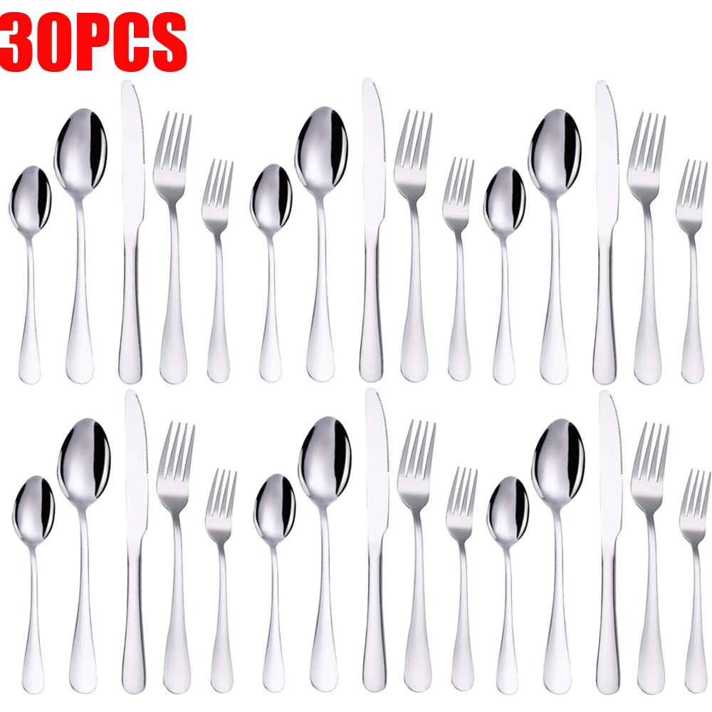 30Piece Stainless Steel Flatware, Heavy Duty Dining Utensils, Luxury