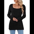 thumbnail image 3 of Camisas de Larga para Mujer, Suéter Tipo Túnica con Cuello Redondo, Corte Informal, para Negocios, Otoño, Suéteres Ligeros Negro S, 3 of 8