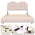 thumbnail image 4 of Homfa Full Size Car Bed Frame with LED Wheels, Velvet Upholstered Platform Bed with Adjustable Headboard and Removable Pillows, Pink, 4 of 8
