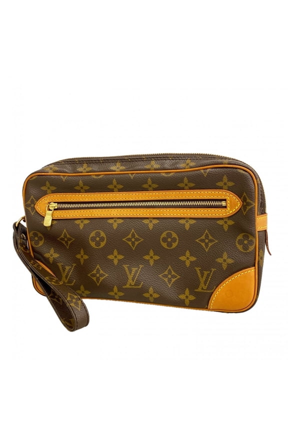Pre-Owned Louis Vuitton Monogram Marly Dragonne GM Clutch Bag M51825 Brown Men's