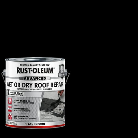 Rust-Oleum Advanced Wet or Dry Roof Repair, Black Asphalt Roof Coating, 1 Gal