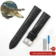 thumbnail image 3 of Correa de reloj de piel de cocodrilo de cuero genuino para hombre y mujer, hebilla de mariposa con aguja para Mido Longines Famous Master Omega IWC Watchband, 3 of 5