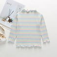 thumbnail image 2 of GPAECEAD Girls Toddler Baby Long Sleeve Striped T Shirt Undershirt Casual Lettuce Trim Ribbed Knit Pullover Blouse Top Green, 2 of 3