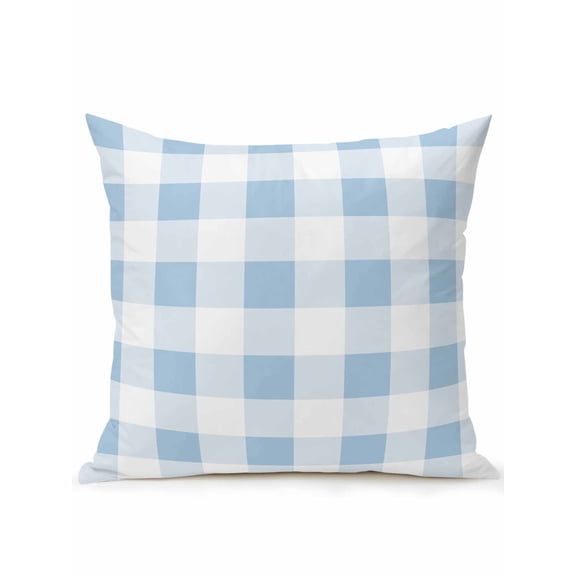 Waterproof Outdoor Throw Pillows with Inserts 16"x16", Blue Checkered Soft Decorative Pillowcases for Couch Bedroom, Blue White Buffalo Plaid Pillow Covers for Sofa Living Room