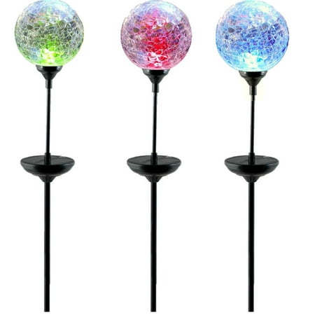 Moonrays 3 Led Solar Path Lights Glass Ball Design With Color Changing Feature Canada Led Solar Path Lights Glass Ball, Moonrays Garden Lights