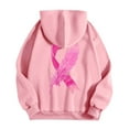 thumbnail image 4 of Wangmeiwg Women's Sweatshirts Fashion Women's Autumn Winter Cancer Awareness Ribbon Feather Print Zipper Long Sleeve Pocket Drawstring Casual Hooded Sweatshirt Pink XL, 4 of 5