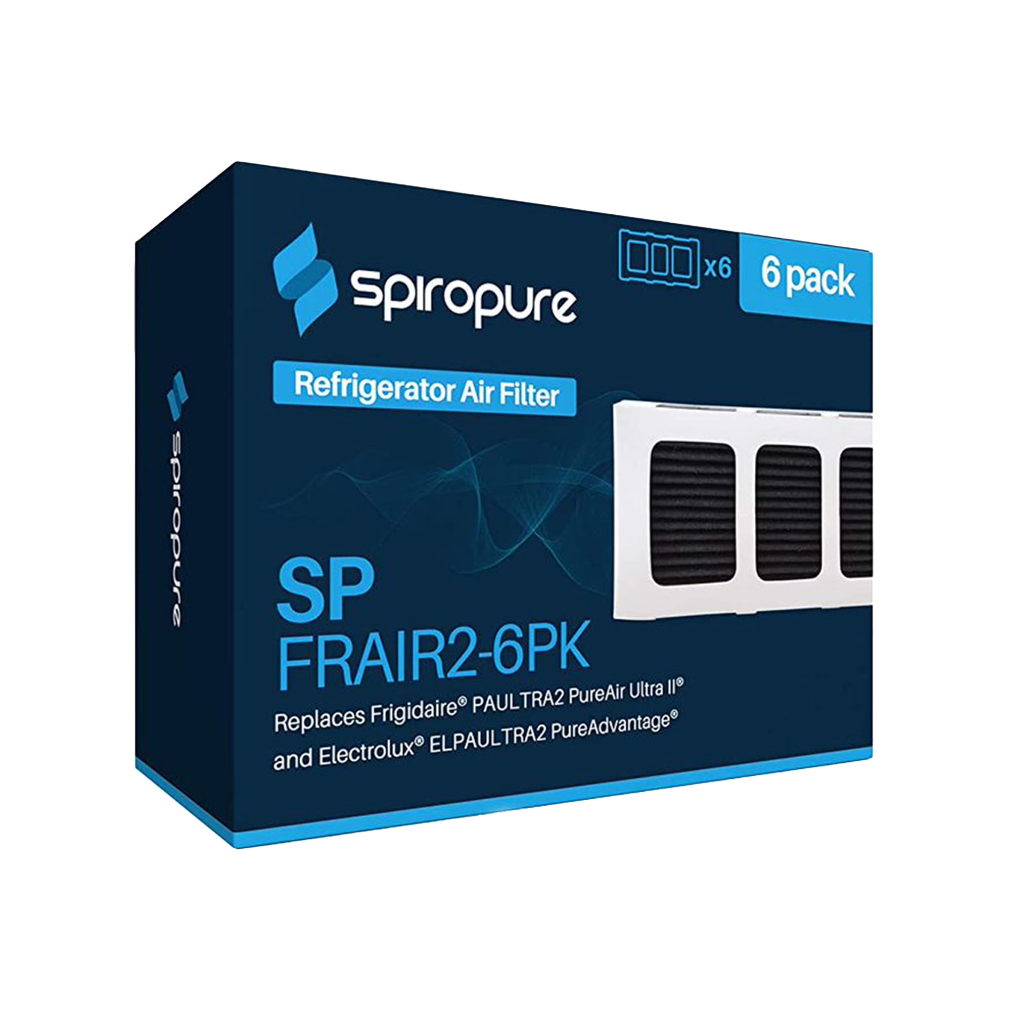 SpiroPure SP-FRAIR2-6PK Refrigerator Replacement Air Filters (6 Pack)