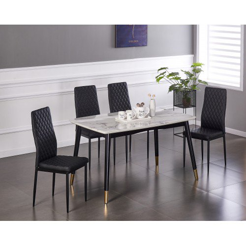 6 Pcs Dining chair Living room dining table chair PU artificial leather