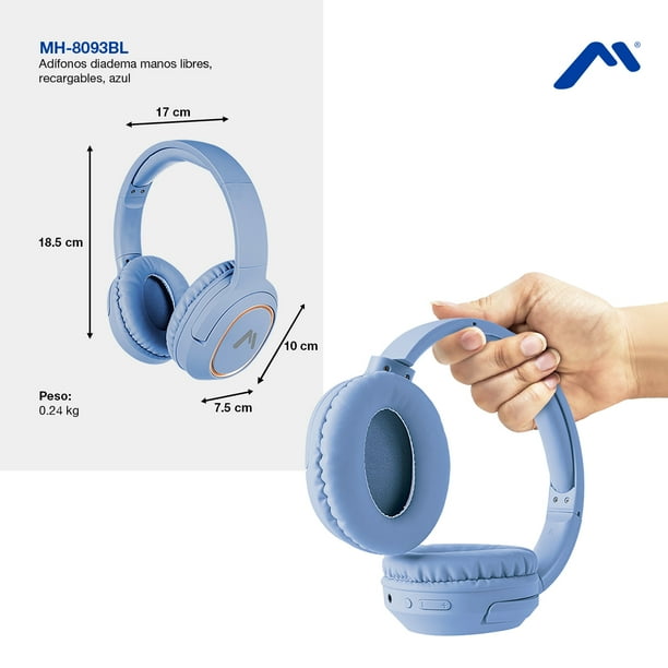 Audífonos diadema manos libres, recargables MH-8093BL Bodega