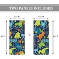 thumbnail image 4 of Boys Dinosaur Curtains Rod Pocket Colorful Cartoon Dino for Kids Funny Animals Child Dark Blue Cute Safari Wildlife Art Printed Living Room Bedroom Window Drapes Fabric 2 Panels 42Wx63H Inch, 4 of 5