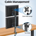 thumbnail image 5 of HOMOUNT Dual Monitor Stand, Vertical Monitor Desk Mount for 2 Max 32 inch Stack Screen Monitors, Height Adjustable, Swivel, Tilt, up to 17.6lbs, 5 of 8