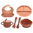 thumbnail image 1 of Lindbes 6pcs Simple Silicone Dining Sets  Classic Durable Dusty Blue Cutlery Sets For Babies, 1 of 7