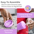thumbnail image 3 of Re-Play Sippy to Straw Kids Cups - 10 oz. Set of 2 - USA Made Recycled BPA-Free Plastic Lid Choice - Grows with Your Child - Bright Pink, Purple, 3 of 10