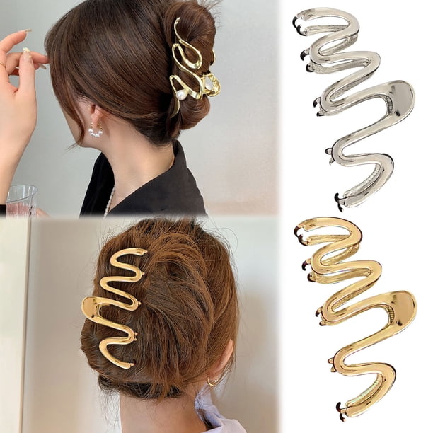 Fiudx Ofertas De La Semana Clip En forma De M, Clip De Pelo Grande, Clip De Metal Para La Parte Posterior De La Cabeza Femenina, Para Mujeres Para Niñas, Regalo