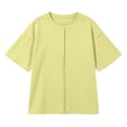 thumbnail image 6 of Iyufng Womens Crew Neck T-Shirt Front Vertical Seam Drop Shoulder Oversized Short Sleeve Loose Solid Casual Daily Top, 6 of 7