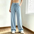 thumbnail image 5 of Kttectoa Pants for Women Wide Leg Drawsting Waist Loose Corduroy Pants Solid Fill Length with Pockets Casual Lounge Fall Winter, 5 of 5
