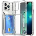 thumbnail image 5 of for iPhone 15 Pro Case, Clear Protective Phone Case with Credit Card Holder Kickstand Heavy Duty Protection Shockproof Anti-Scratch Anti-Yellow Cover for iPhone 15 Pro 6.1 inch, Clear, 5 of 10