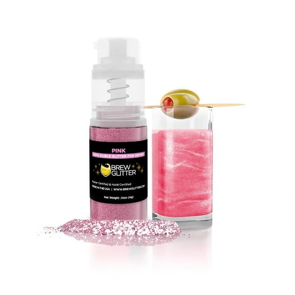 Brew Glitter - Pink Edible Drink Glitter - Bold Sparkle, Beverage-Safe, 4g Spray Pump