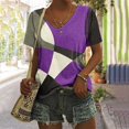 thumbnail image 5 of asddcavvf Blouse pour Femmes Haut Élégant à Manches Courtes Mode Décontractée Imprimé Col en V T-Shirt, 5 of 5