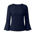 thumbnail image 4 of Olyvenn Womens Ruffle 3/4 Sleeve Tops Lightweight Sparkly Elegant Dressy Blouses Sexy Double Layers Cute Mesh Tunic Shirts Blue XL, 4 of 7