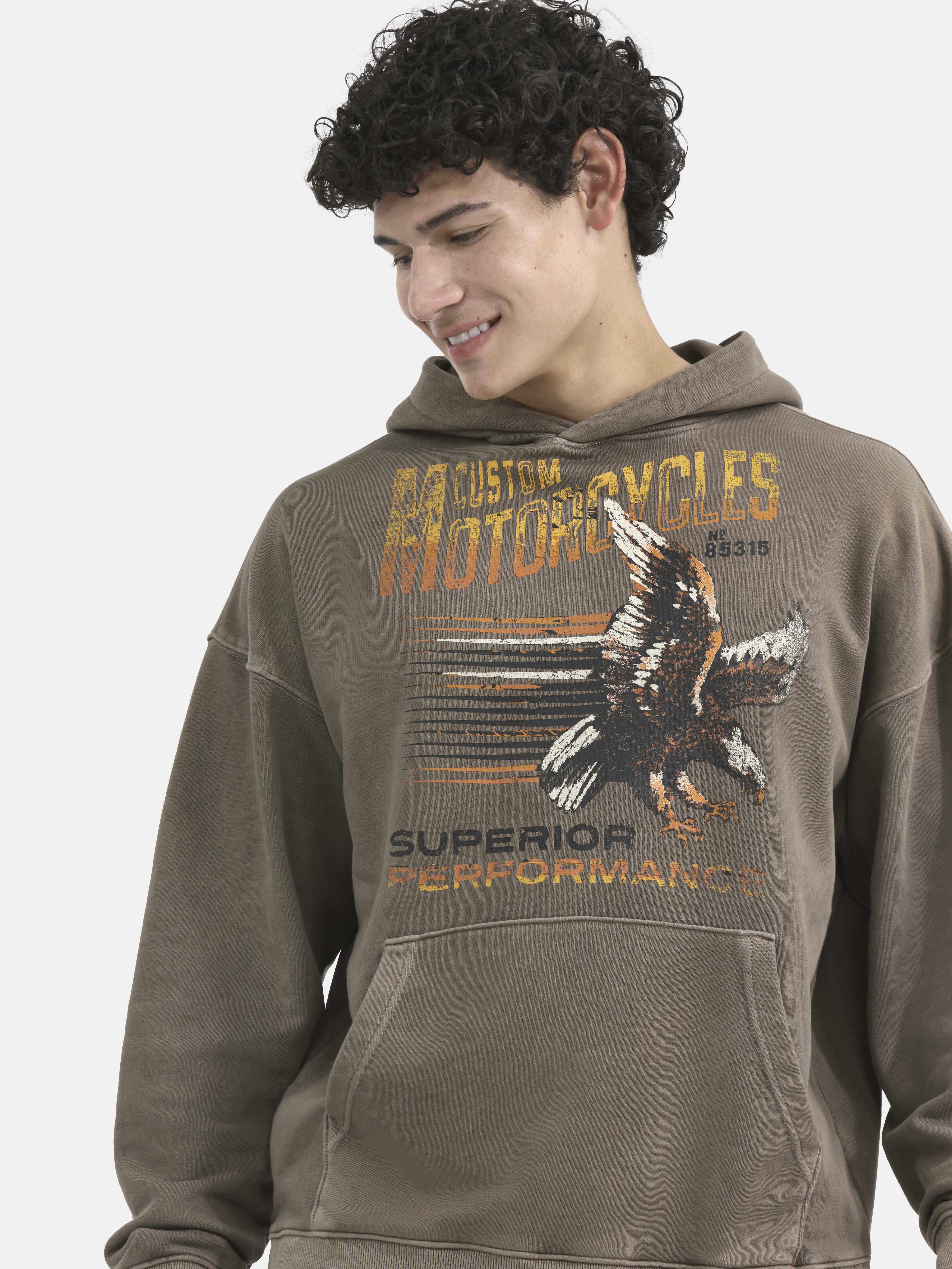 No Boundaries All Gender Oversized Graphic Hoodie with Long Sleeves, Men's and Big Men’s