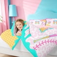 thumbnail image 4 of meiyoeat Pink Ice Cream Drip 7 Pieces Bedding Comforter Set For Girls,Multicolor Baseball Theme R Letter Print Full Bedding Set,Pink Reversible, 4 of 7