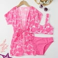 thumbnail image 2 of Staki Swim Suits Dresses for Teen Girls Girls Swimsuit Bathing Suits Bikini Set 3 Piece Girls' Swimwear Bathing Suit with Cover Up 5-11Y(Hot Pink,5-6 Years), 2 of 5