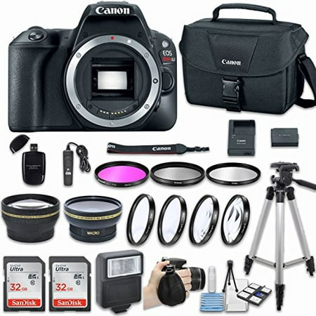 Canon EOS Rebel SL2 DSLR Camera (Body Only) with Bundle - Includes 58mm HD Wide Angle Lens + 2.2x Telephoto + 2Pcs 32GB Sandisk SD Memory + Filter & Macro Kit & More Accessories