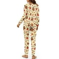 thumbnail image 3 of SCRAWLGOD Thanksgiving Women's Pajamas Set Drawstring 2 Piece Lounge Set Long Sleeve Pjs Soft Sleepwear Full-Length Pants with Pockets Elastic Band, Pumpkin Leaf Corn Stripe Turkey Print, S, 3 of 7