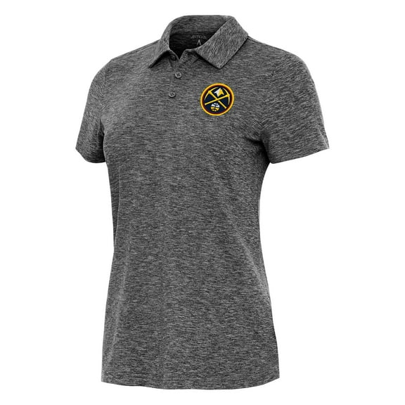 Women's Antigua Heather Black Denver Nuggets Matter Polo
