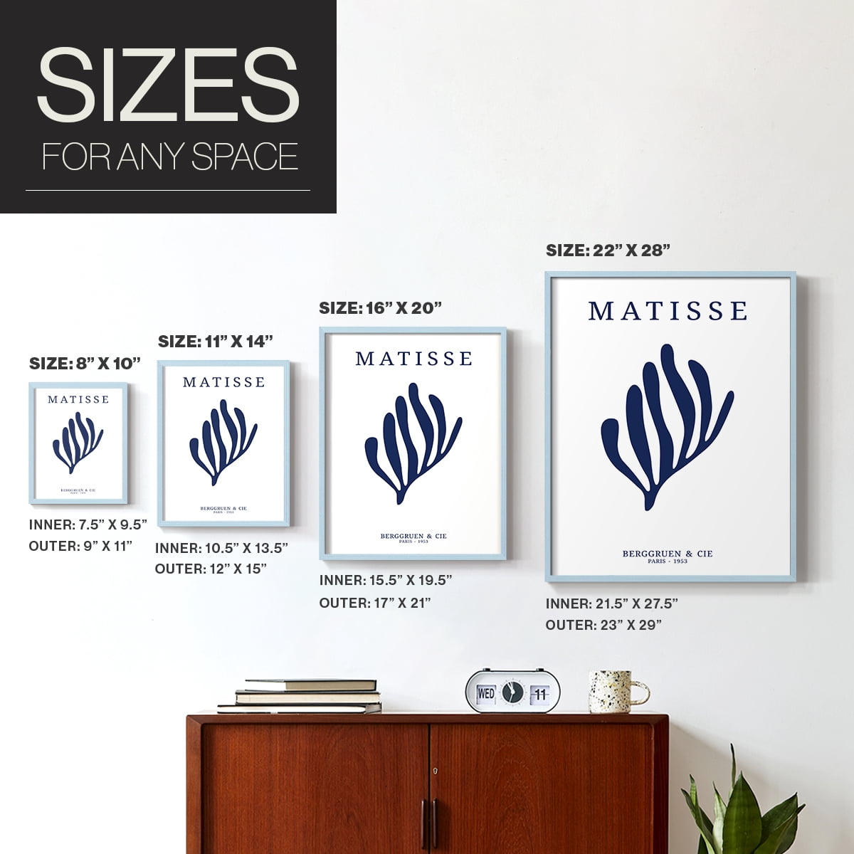 Matisse CDXIII in Blue Solid Wood Framed Print No Nail Hanging