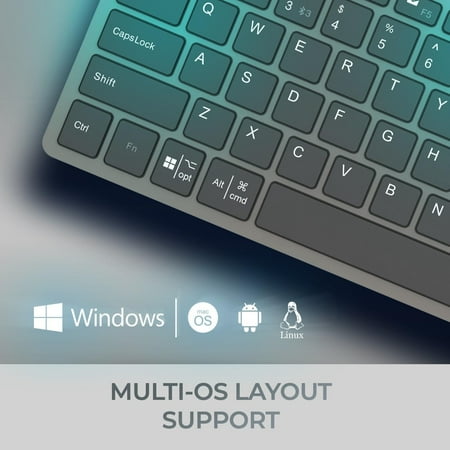 Adesso - Multi OS Bluetooth Scissor Switch Keyboard with CoPilot AI Hotkey - Black and Grey
